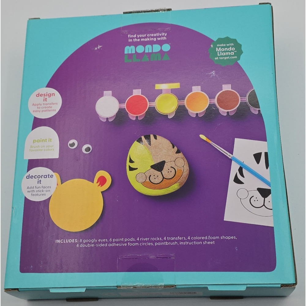 Mondo Llama Paint Your Own Rocks Kit Ages 6+ Paint & Brushes Included, Box Rippe - Picture 3 of 4